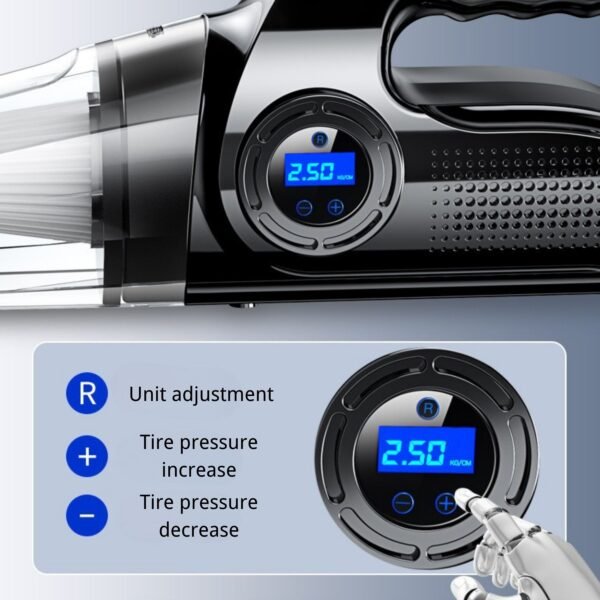 4 - In - 1 Car Vacuum Cleaner with Inflator, Tire Pressure Detection and Lighting - Image 3