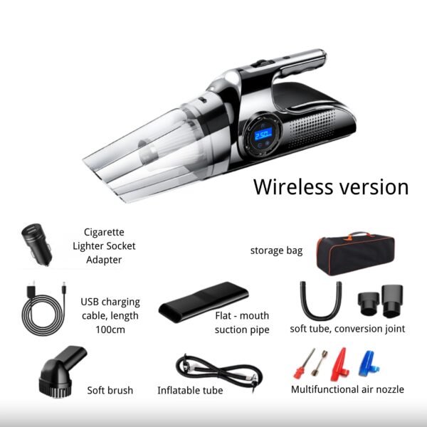 4 - In - 1 Car Vacuum Cleaner with Inflator, Tire Pressure Detection and Lighting - Image 8