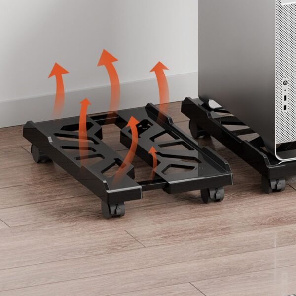 Adjustable Sliding Computer Tower Stand with Wheels - Enhanced Cooling & Mobility - Image 4