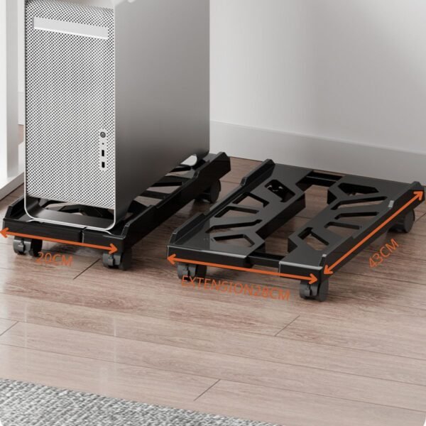 Adjustable Sliding Computer Tower Stand with Wheels - Enhanced Cooling & Mobility - Image 5